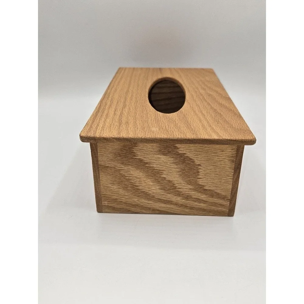 Oak Wood Tissue Box Cover Deer Wildlife Carved Panel‎ Rustic Cabin Decor
